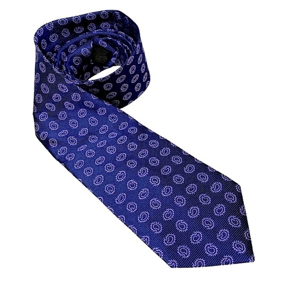 𝅺brooks Brothers Classic Neck Tie Navy Blue Purple Paisley 100% Woven Silk O/S - Picture 1 of 12